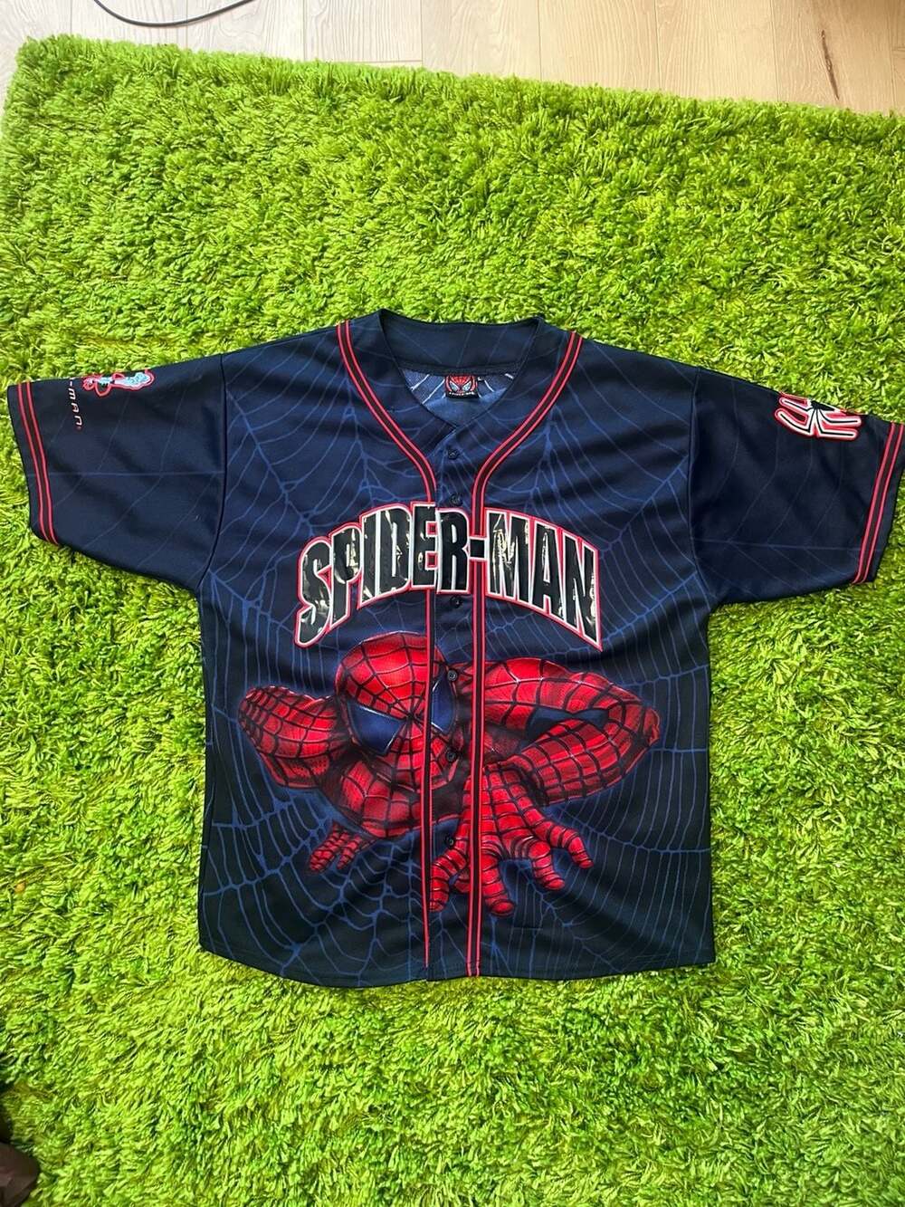 Vintage 2002 Marvel Spider-Man All-Over Print Baseball Jersey